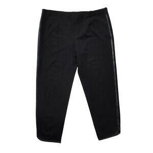 Ming Wang Pants Faux Leather Trim Side Zip‎ XL Black Rayon Blend Excellent